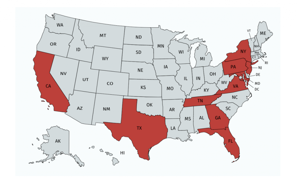 Top 10 states most affected by the AMCA breach