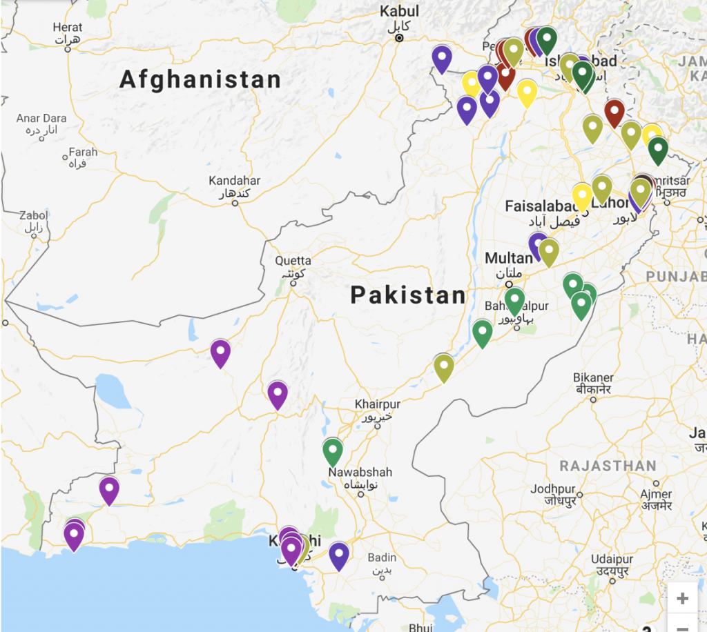 Financial institutions locations affected by the Pakistani breach
